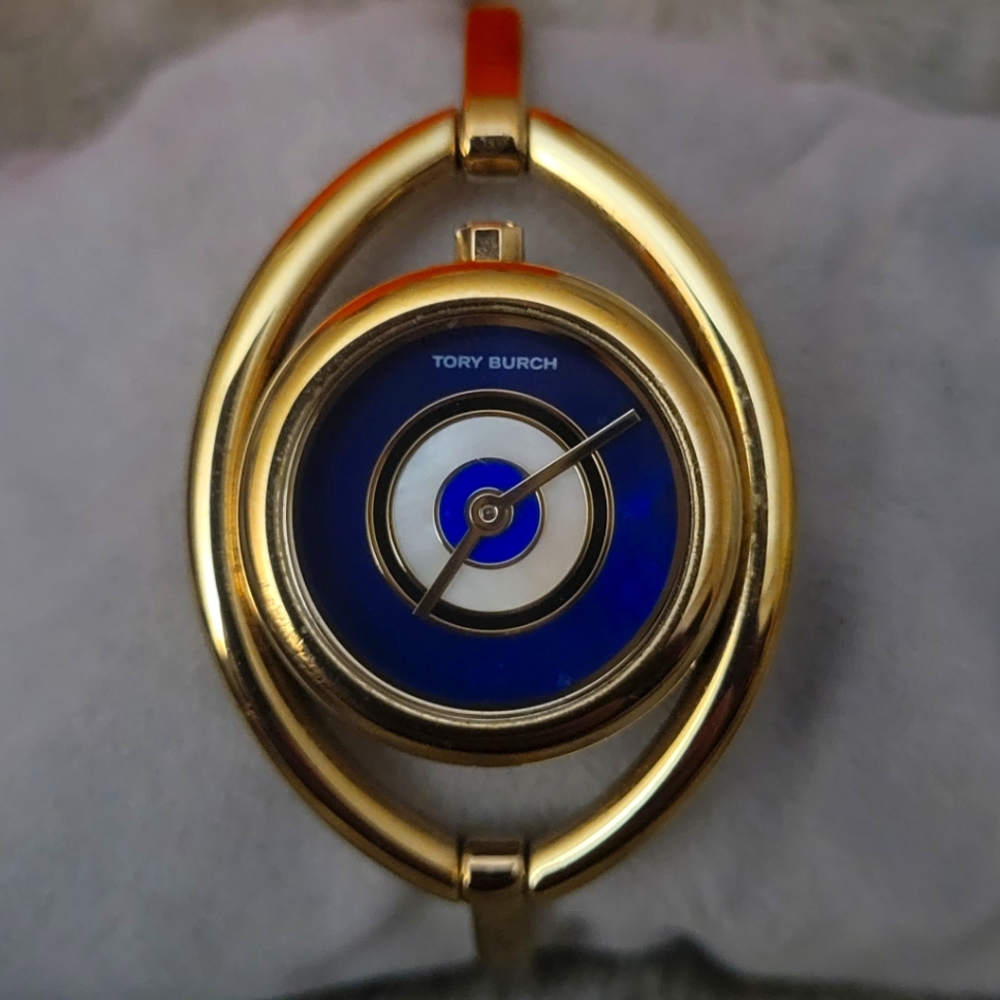 Women's Evil Eye Gold-Tone Stainless Steel Bangle Bracelet Watch 25 mm